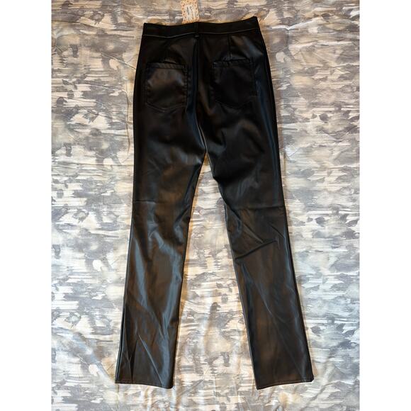Entro Black Faux Leather Split Hem Straight Leg Pants Women’s size Small NWT - Picture 8 of 11